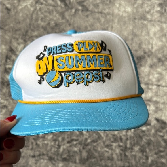 Awesome vintage 90’s Pepsi Blue and White Retro Hat Snapback Mesh - Picture 1 of 5